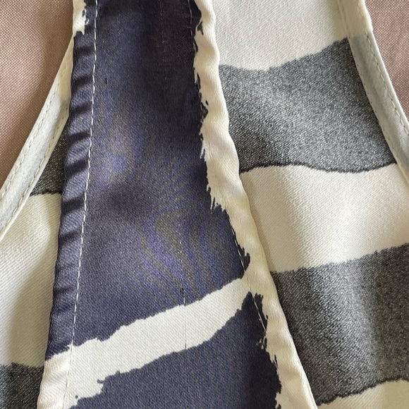 H&M Asymmetrical White and Blue Maxi Dress, Modern & Sophisticated Sz Small - Picture 9 of 15